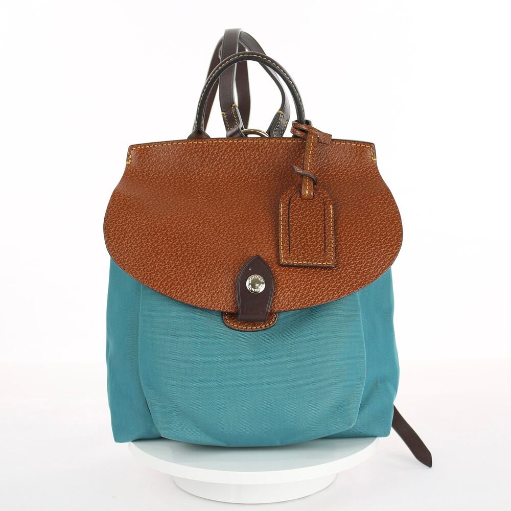 Dooney & Bourke Teal Blue Nylon Leather Backpack Bag